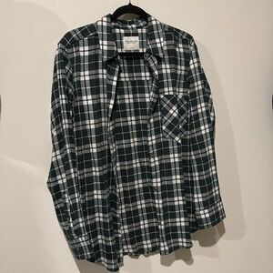 Green and white A&F plaid shirt size Large